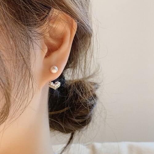 New Crystal Heart Drop Earrings For Women Wedding Accessories Bridal Shiny Jewelry Pearl Earrings Lightness Fashion Brincos