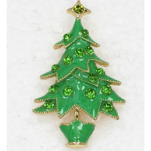 Rhinestone Christmas tree Pin brooches C423 K2