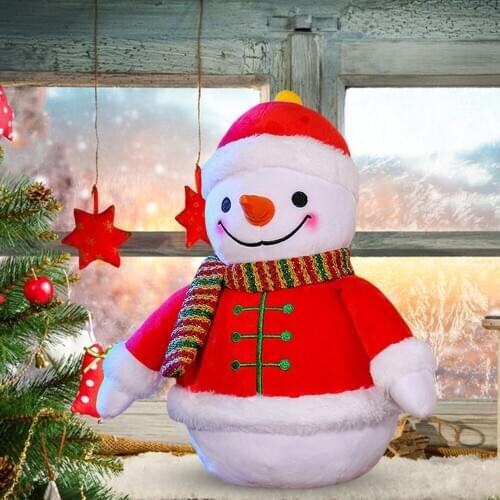 Behogar Cute Lovely Snowman Plush Stuffed Doll Figurine Toy for Christmas Gifts Home Xmas Tree Ornament Decorations 17cm