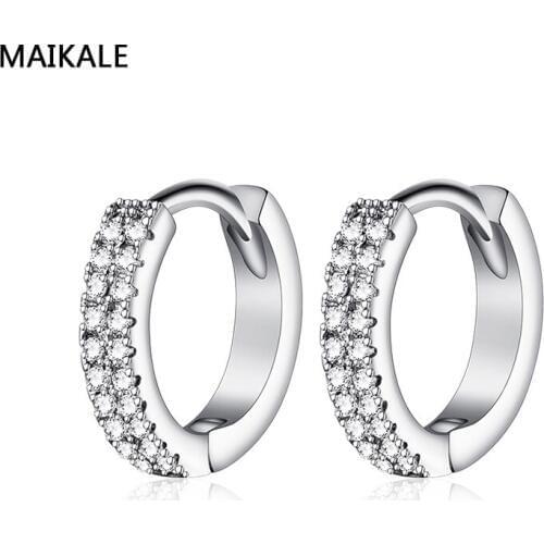 MAIKALE New Round Hoop Earring Copper AAA Cubic Zirconia Earrings For Women Gold To Friend Gift brincos bijoux