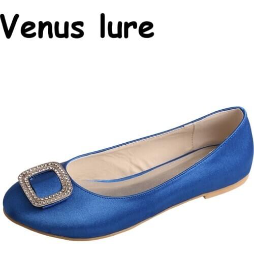 Custom Handmade Royal Blue Flat Shoes Women Party Ware Closed Toe Ballet Flats
