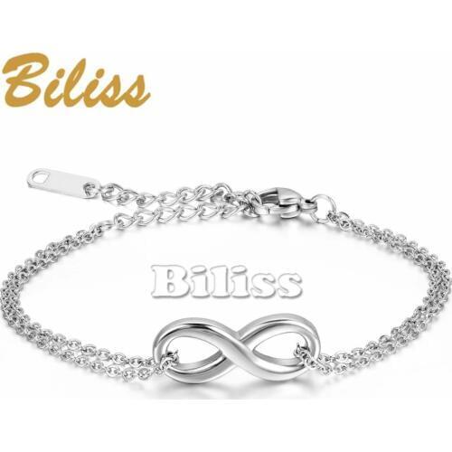 New Infinity Design Fashion Charm Bracelet Stainless Steel Chain For Women 6.5 inch Bracelets & Bangles pulseras mujer