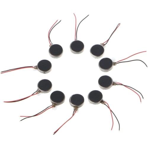 10 Pcs/1 Set DC 3V 70mA 12000±2500RPM Phone Coin Flat Vibrating Vibration Motor