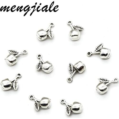 18pcs/lot Charms fruit cherry Tibetan Silver Pendants Antique Jewelry Making DIY Handmade Craft for Bracelet Necklace 15x10mm