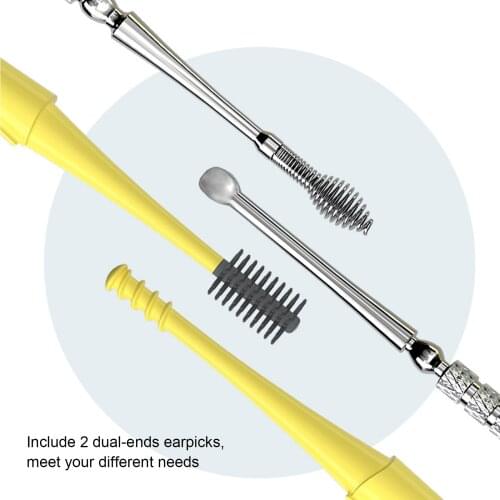 2Pcs/set Ear Cleaning Dual-end Ear Pick Set Curette Ear Wax Remover Spiral Spring Earpick Stainless Steel Ear Cleaner