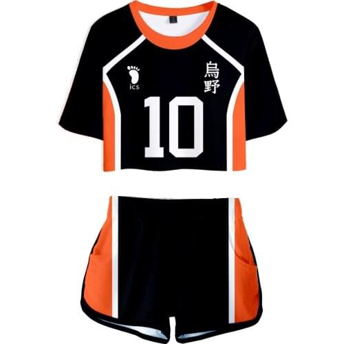 2020 Anime Haikyuu Tracksuit Women Two Piece Set Top And Shorts Hinata Shoyo Kageyama Tobio Cosplay Costumes kpop new