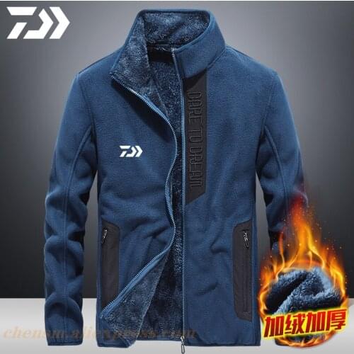 2021 Fishing Jackets Men Warm Thick Fleece Fishing Clothes Zipper Fishing Shirt Outerwear Man Daiwa Clothing for Winter Coat
