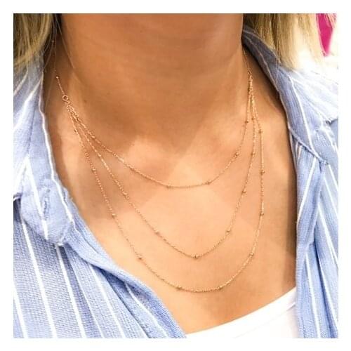 3 Triple Multi Chain Sterling Ball Ball Silver Necklace