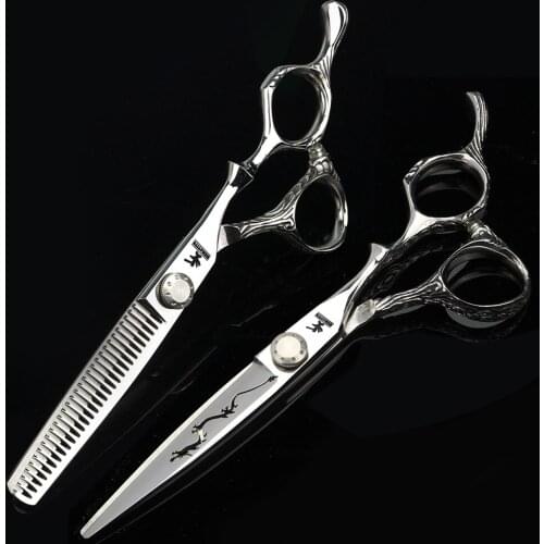 6 Inch Hollow Professional Hair Scissors Japan 440C Scissors Hair Salon Styling Tool Barber Cutting and Thinning Scissor
