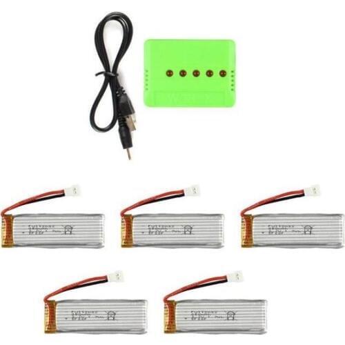 3.7V 450mAh Battery *5pcs + USB Charger for WLtoys V977 / V930 XK K110 RC Helicopter Spare Parts V977-006