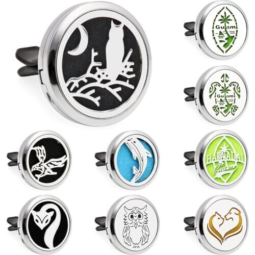 Owl Guam Essential Oil Perfume Car Diffuser 30mm Magnetic Open Locket 10pcs Pads Free