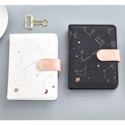 A6 Notebook Agenda Planner Starry sky pattern Small diary Fullyear planner Undated Daily&Monthly plan Soft leather 288 pages