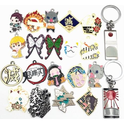 Demon Slayer Keychain Kimetsu no Yaiba Kamado Tanjirou Agatsuma Zenitsu Figure Key Holder Key Rings For Fans Gift 24pcs/lot