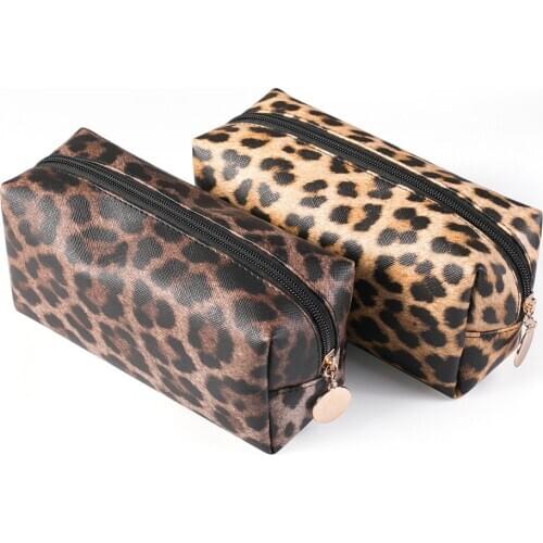 Office for School Supplies 2020 Fashion Leopard Pencil Case Kawaii PU Cosmetic Bag Portable Art Pencil Box Stationery Storage
