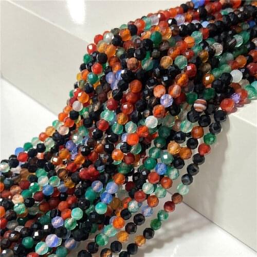Mixed Color Agat Faceted Small Beads 3/4 MM Tiny Shiny Stone Bead For DIY Making Jewelry Accessory Bracelets Necklace Earrings
