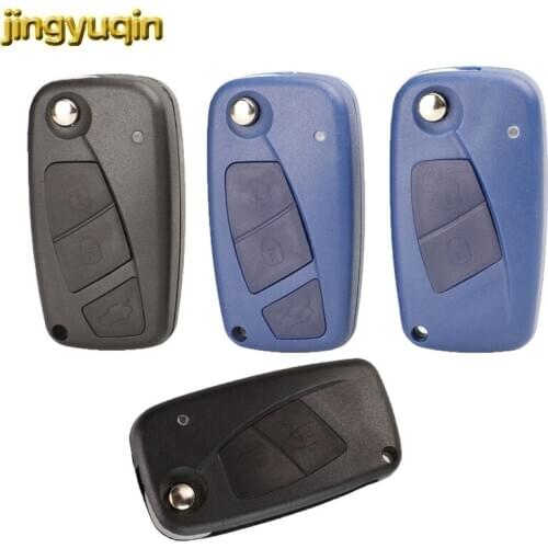 Jingyuqin Flip Remote Car Key Case Shell For FIAT Iveco Punto Ducato Stilo Panda Idea Doblo Bravo 2/3 Buttons Key Fob