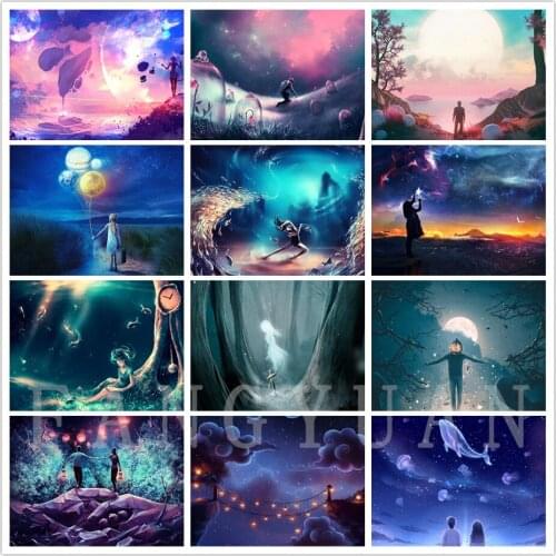 5D Diy Diamond Embroidery Night Scenery Full Square Round Rhinestone Embroidery Cross Stitch Mosaic Wall Poster Home Decoration