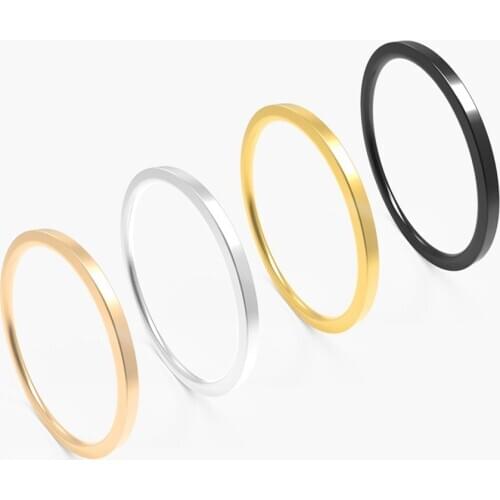 JHSL 1mm Small Mini Stainless Steel Simple Women Rings Black Rose Gold Color Fashion Jewelry US size 3 4 5 6 7 8 9 10