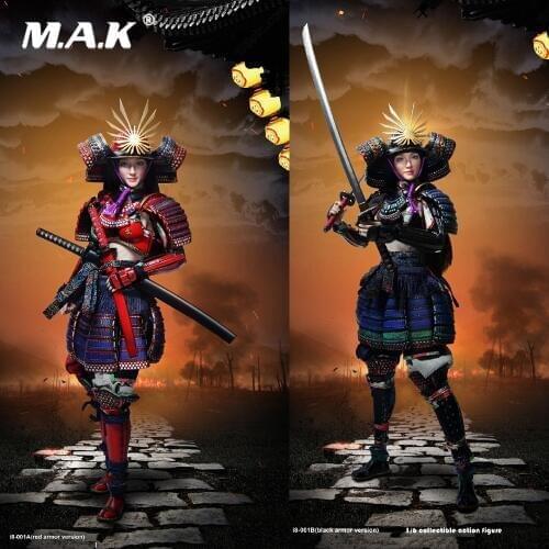 Collectible 1/6 Scale Japanese Female Armor Warrior Samurai"RIN" Red Armor Version/Black Armor Version Model for Fans Gifts