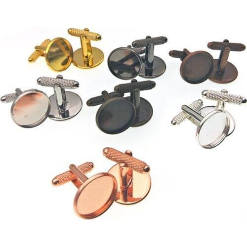 10pcs 12/14/16/18/20mm Round Cufflinks Blank Setting Trays French Cufflink Blank Bezel Base Cufflink Cabochon Cameo Jewelry Z394