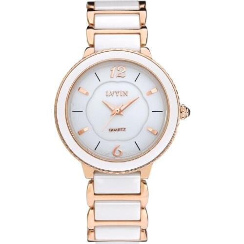 Lvyin Luxury Brand Ceramic Watch Women Fashion Simple Waterproof Quartz Watch Lady Elegant Business Clock Women Dress Watch106-2