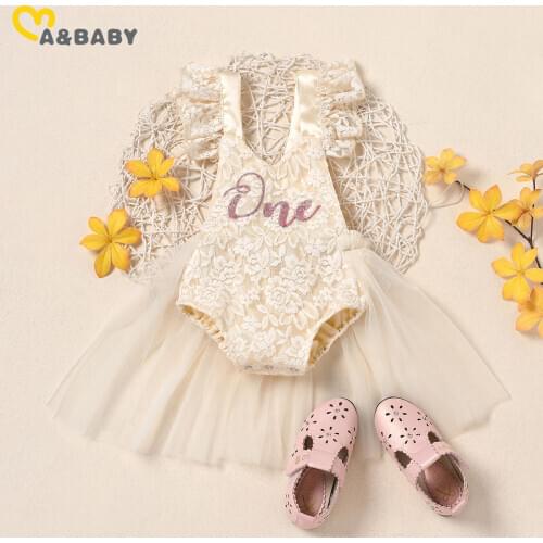 Ma&Baby 3-24M Newborn Infant Baby Girls Romper Princess Lace One Letter Jumpsuit Overalls Birthday Costumes Clothing
