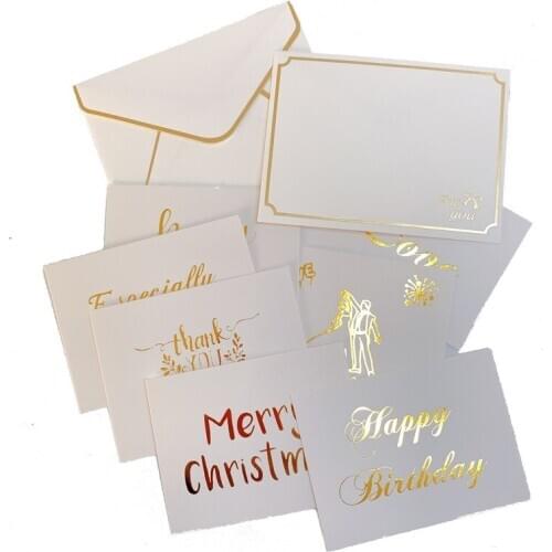 100Pack MINI cards White Bronzing white envelope with card Wedding Happy Birthday Invitation wholesale 8*6CM