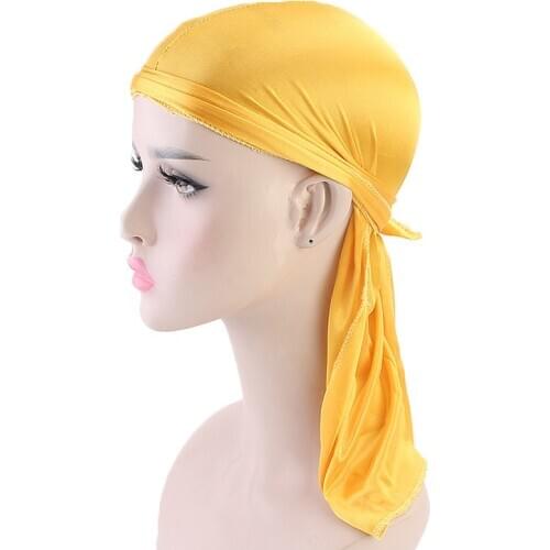 Fashion Mens Satin Durags Bandanna Turban Wigs Pirate Hat Men Silky Durag Headwear Headband