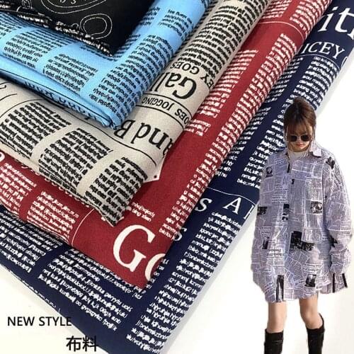 Fashion Impervious Fabric English Newspaper Printing Design High-end Clothing Fabric Diy Handmade Clothes Skirt Fabric Cotton