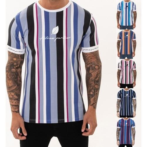 2021 new brand 3D Mens t-shirt Summer Fashion T-Shirts Casual Striped Shirts Short O-neck Tops Tees Fitness Mens clothing