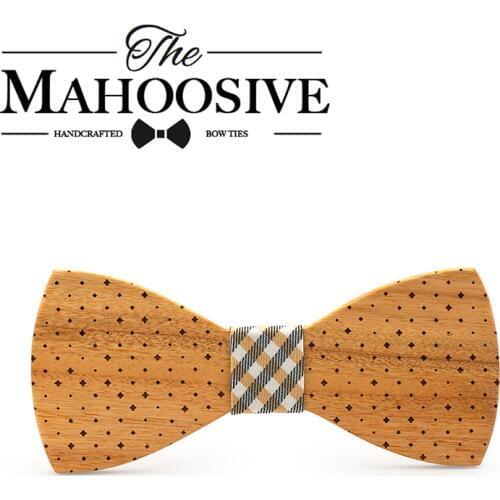 Mahoosive Fashion Men Wooden Bow Tie Accessory Wedding Event Hardwood Wood Bow Tie For Men Butterfly Neck Ties krawatte Gravata