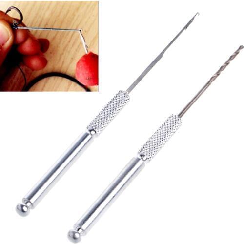1 Set Aluminum Baiting Drill+Crochet Needle Carp Fishing Boilie Baiting Fishing Hair Rig Tool Kit Accessory