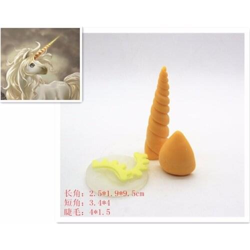 Wholesale/retail,free shipping,Unicorn horn ear 3 pcs set cake decorating mold chocolate silicone mould