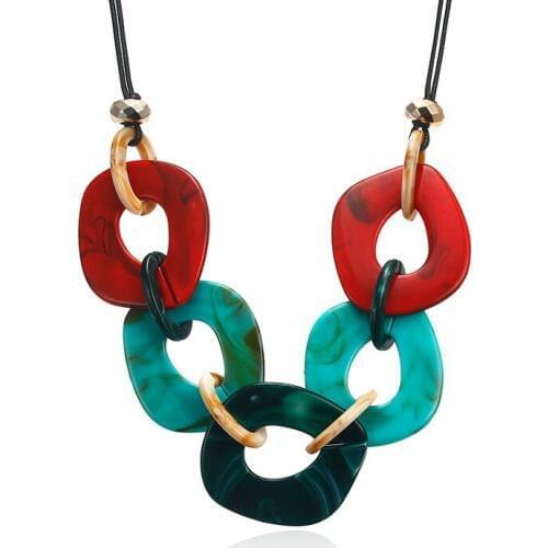 BYSPT Circle Acrylic Boho Necklace Vintage Weaving Collar Choker Necklace For Women Jewelry Hyperbole Pendant