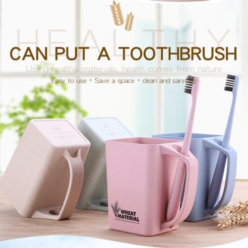 Nordic Plastic Cup Toothbrush Holder Portable Washing Drinking Home Bathroom Tooth Mug Wheat Stalk Simple Square Cup 4 Colors