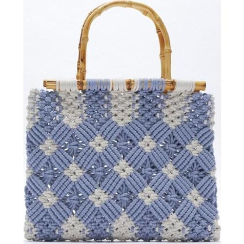 Cotton Rope Woven Womens Handbag Brand Designer Luxury Tote Bag Female Knitted Beach Bags Bohemian Summer Straw Bag