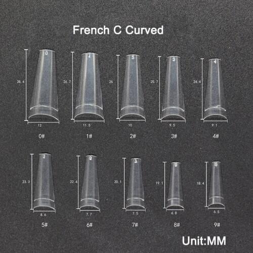 Clear 500 Pcs Ballerina Nails Long Half Cover Nail Tips French Straight C Shape Fake Nails Artificial Faux Ongles ABS Supplies