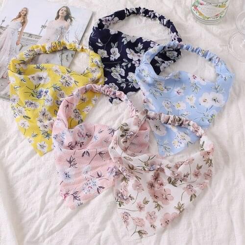 KINFOLK Fashion Women Streamers Scrunchies Polka Dot Floral Print Elastic Bow Hair Rope Girl Hair Ties Korean Hair Headwear