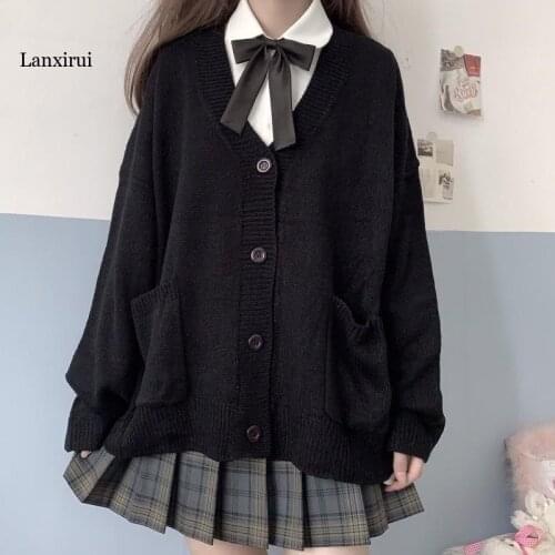 Japan School Sweater Spring Autumn 100% V-neck Cotton Knitted Sweater JK Uniforms Cardigan Multicolor Student Girls Cosplay