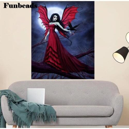 Darkness Moon Crow Fairy 5D DIY Diamond Painting Full Square Drill Diamond Embroidery Picture Of Rhinestone Mosaic Decor PP5533