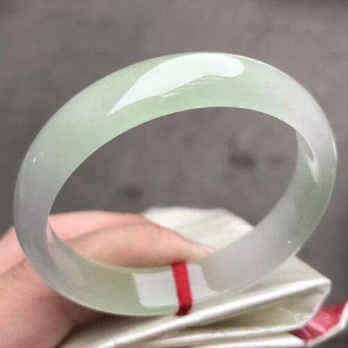 Only One !53.3MM Certified (Grade A)100% Natural Green Jadeite JADE Bracelet Women Bangle