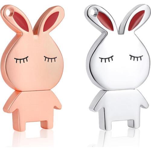 USB flash drive 64gb metal pendrive 4gb 8gb 16gb 32gb cartoon Rabbit pen drive waterproof memoria usb stick creative gifts cle