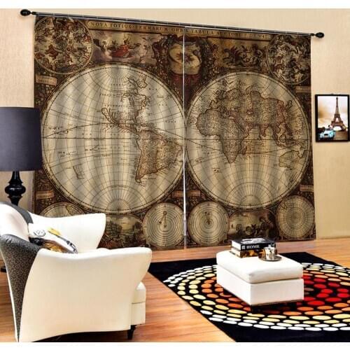 Map curtains 3D Blackout Window Curtains For Living Room office Bedroom Drapes Cortinas Blackout curtain