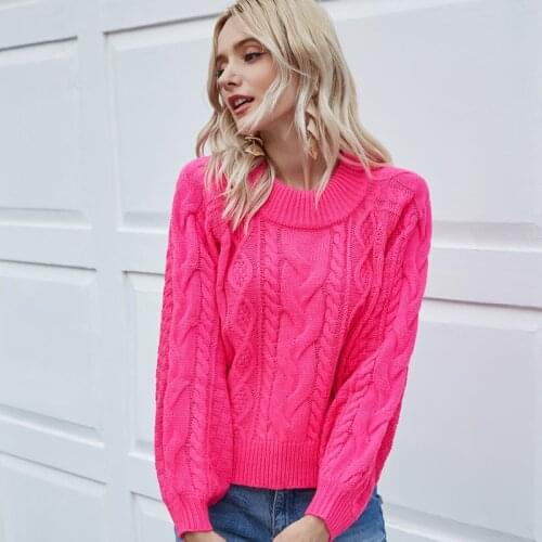 Women Casual Pullover Sweater 2020 New Vintage Twist O-neck Lantern Sleeve Winter Clothes Female Solid Warm Knitted Top Ladies