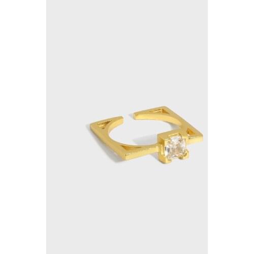 SHANICE S925 Sterling Silver Open Ring Geometric Square Clear CZ Round Lucky Rings for Women Jewelry Dropshipping Men Rock