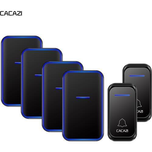 CACAZI Home Welcome Wireless Doorbell Waterproof 300M Remote 2 Button 4 Receiver US EU UK AU Plug Intelligent Calling Door Bell