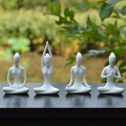 12 Styles Yoga Porcelain Abstract Art Ceramic Yoga Poses Figurine Lady Figure Statue Home Yoga Studio Creative Decor Ornament