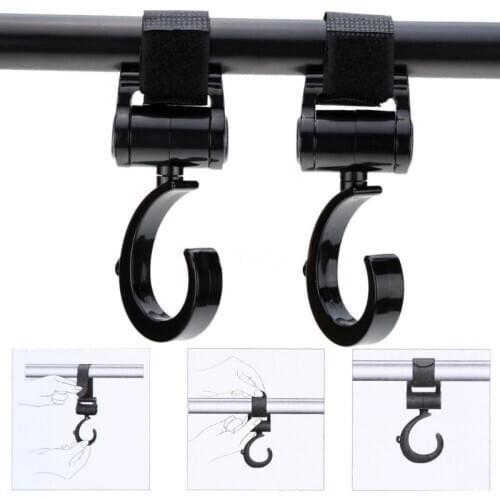 2PCS/Set Multifunction Baby Stroller Hooks Pushchair Pram Wheelchair 360 Swivel Hanger Hooks Carriage Bag Stroller Accessories