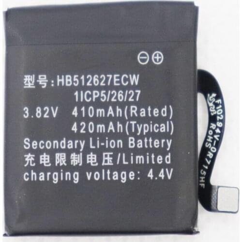 2pcs/lot 420mAh HB512627ECW Battery For HUAWEI Watch 2 LEO-B09 SmartWatch Battery