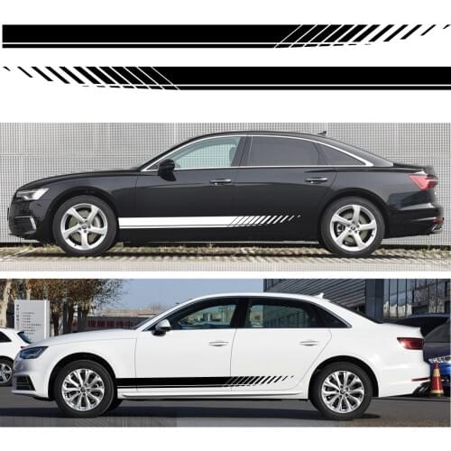 2PCS Car Side Stripes Side Stripe Skirts Graphics Vinyl Sticker Decals Racing Sport Car Stickers Auto Body DIY Car Accessories